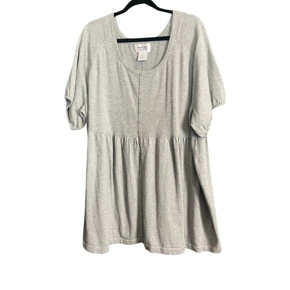 Mainstreet Blues Peasant Tunic Gray Women Size 3X NWT Cotton Boho - Picture 6 of 6